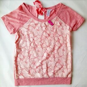 Candie's Floral Sheer Lace Knit Sequin Top